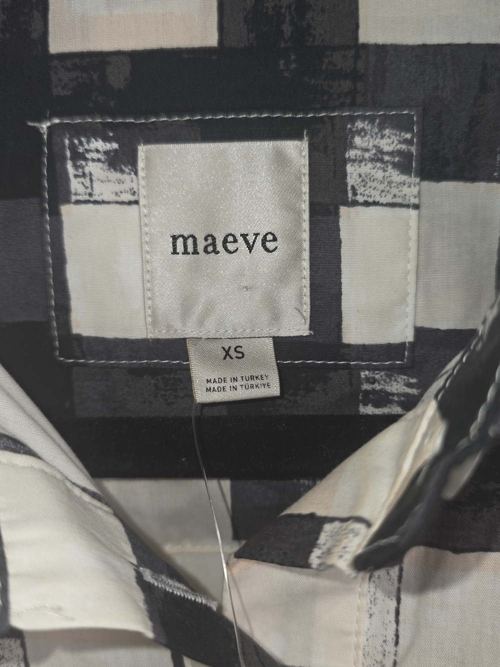 Maeve by Anthropologie Bettina Shirt Dress black/white abstract print, XS NWT - Picture 7 of 9